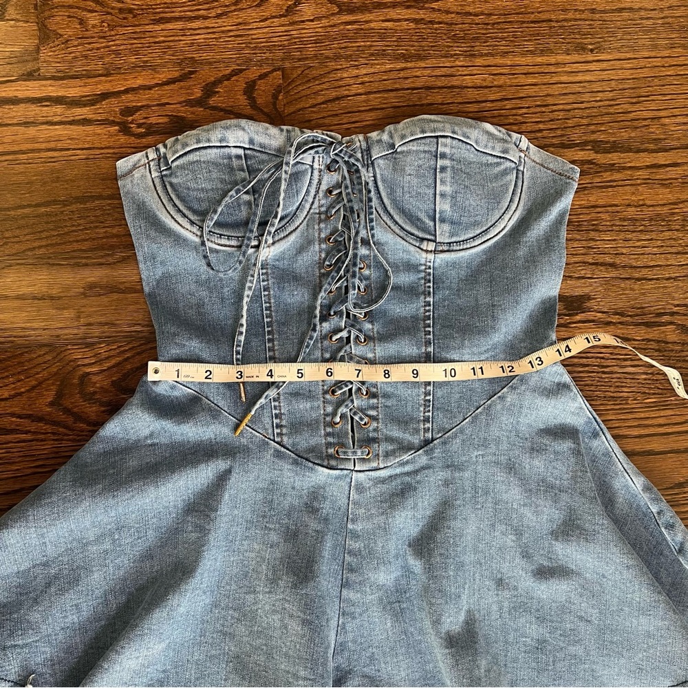 Fashion Nova Blue Denim Corset jumper SZ. Large - Picture 7 of 12
